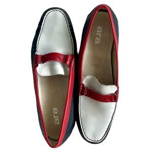ARA Navy Red and White Leather Women’s Shoes Size 10
